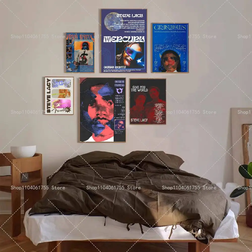 Singer Steve Lacy Music Album Poster Self-adhesive Art Waterproof Paper Sticker Coffee House Bar Room Wall Decor