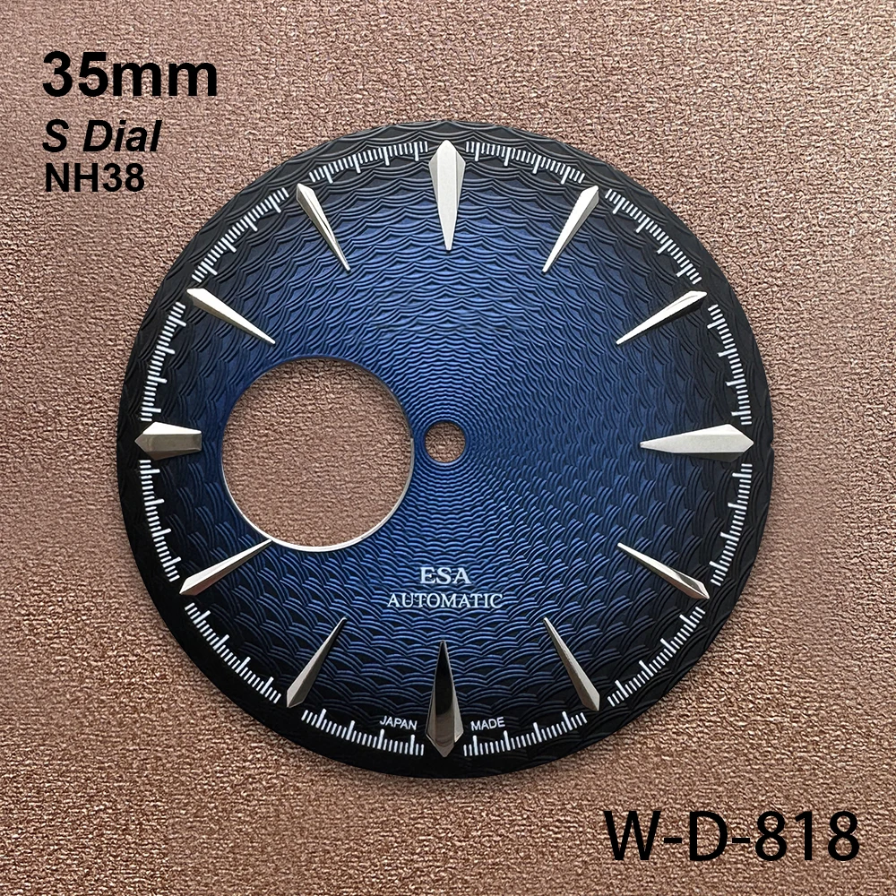 Esfera de cóctel hueca con logotipo S de 35mm, adecuada para movimiento NH35/NH38, accesorios de modificación de reloj con esfera gradiente de alta calidad