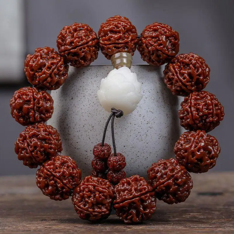 Brushed Patina Jingang Bracelet Nepal Five Faces Corpulent Jadified Collectables-Autograph Rosary Bodhi Seed Men G