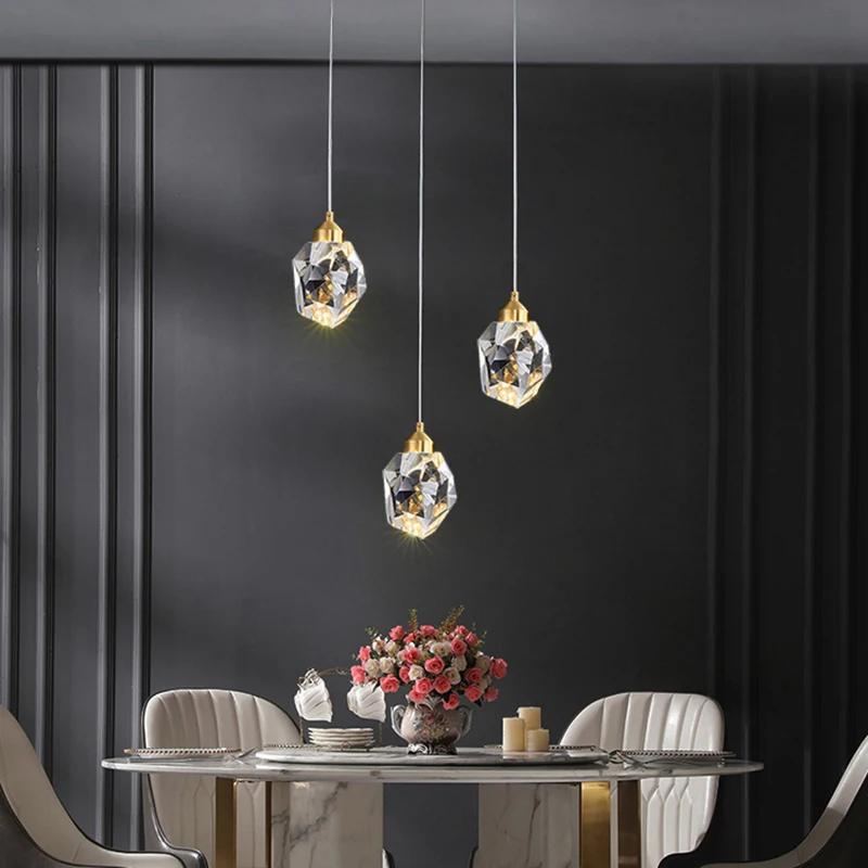 Modern K9 Clear Crystal Shaped Bedroom Dining Room Headboard Long Line Small Chandelier Atmosphere Brilliant Decorative Lamps