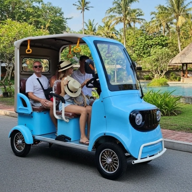 HLD High Quality Electric Sightseeing Golf Cart 1500W 60v 4 Seat Quad 4 Wheel Scooter with Rear Window Glass