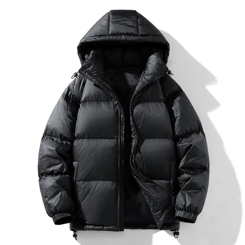 Winter Warmer Down Jackets Men Hooded Windproof Down Coat White Duck Down Jacket Black Grey Casual Loose Outdoor Outerwear New