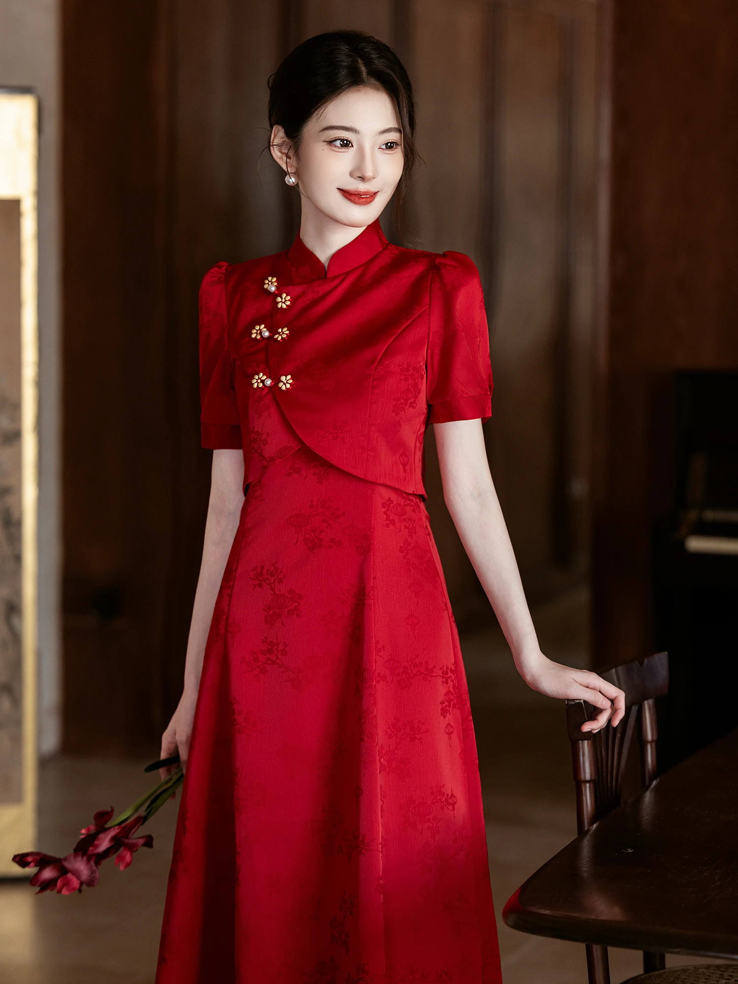 

New Chinese Sle Wedding Dr Che Jiang Nan Two-Piece Set Engagement awl Long Sve Breathable Wedding Dr for Young W...