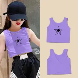 Summer Girls Tank Top Star Crop Tops For Kids Teenager Sleeveless Vest Letter Camisole 2-10Yrs Children's Clothes Fashion