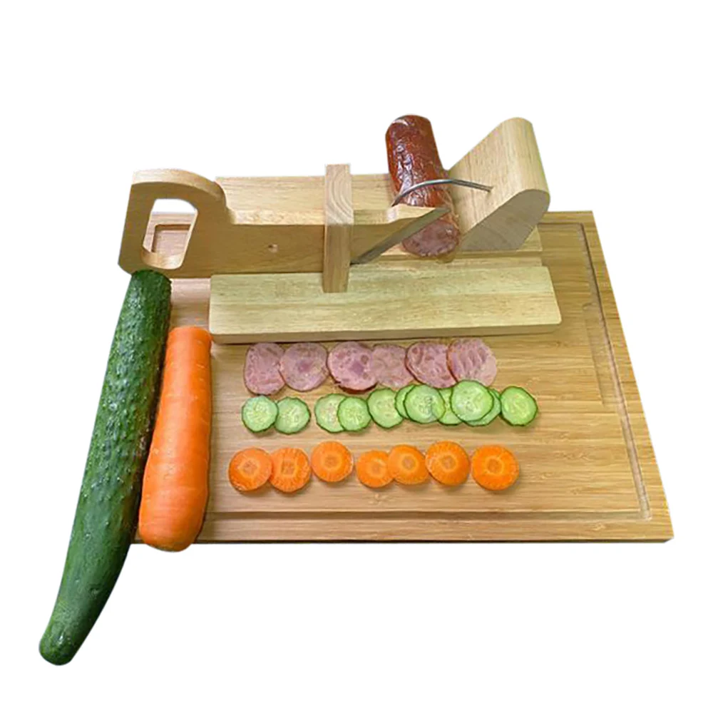 Sturdy Wood Sausage Cutting Machine With Stainless Steel Blade Sausage Slicer