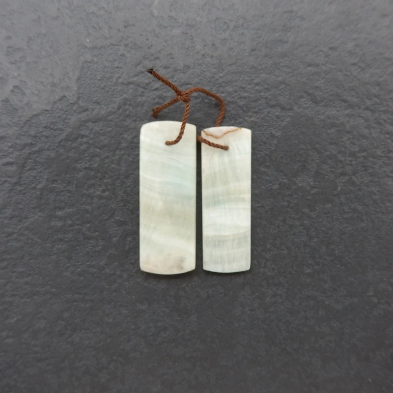 

2PCS Hemimorphite Oval Cabochons Polished Translucent White-Beige Banded Gemstone Components for Jewelry Making 34x12x3mm-5.7g