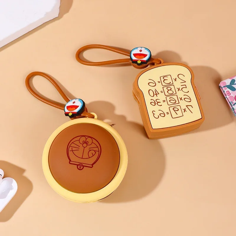 2024 New Doraemon Anime CUTE Any Gate Dorayaki Silicone Zero Wallet Cartoon Cute Memory Bread Earphone Storage Bag Birthday Gift