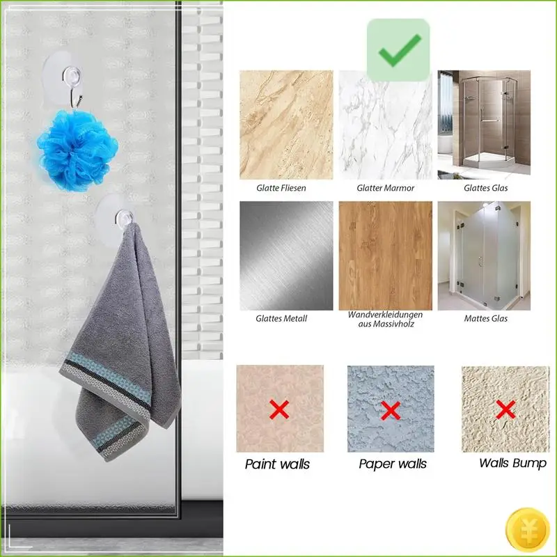 10 نوافذ شفافة شفط كأس شفط كأس هوك الملابس سترة خطاف معدني