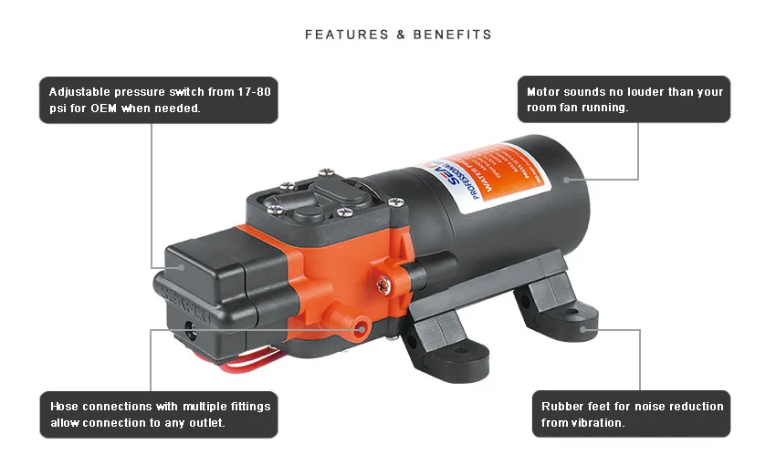 SEAFLO 21 Serie DC Membran-Druckerhöhungspumpe 12 V und 24 V Mini elektrische selbstansaugende Wasserpumpe für Boot