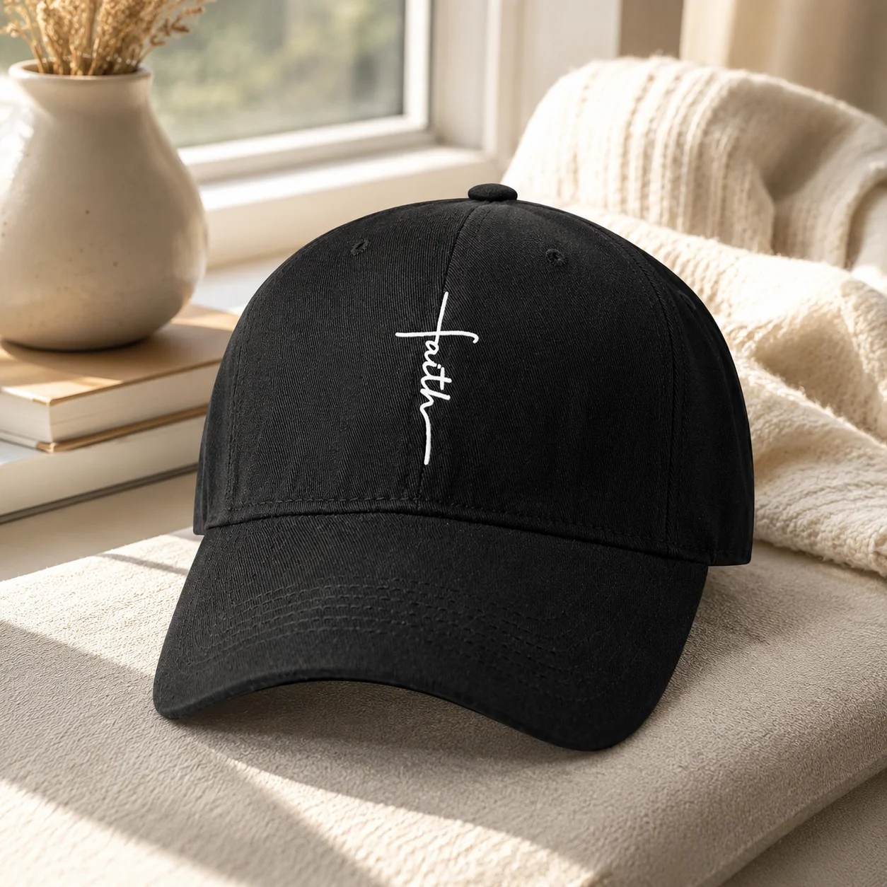 Minimal Faith‑Print Baseball Hat, Unisex Cotton Casual Cap, Light‑Weight Outdoor Sun‑Protection Hat
