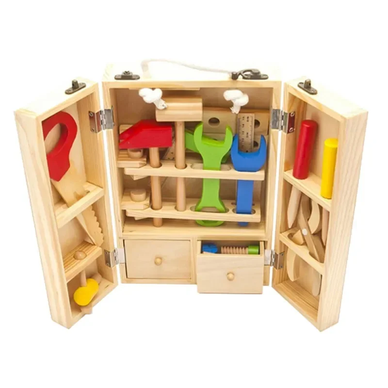 Montessori Baby Educational Toys Kids Wooden Multifunctional Tools Kit Set Box Toy Nut Wrench Boys for Children Games Gifts