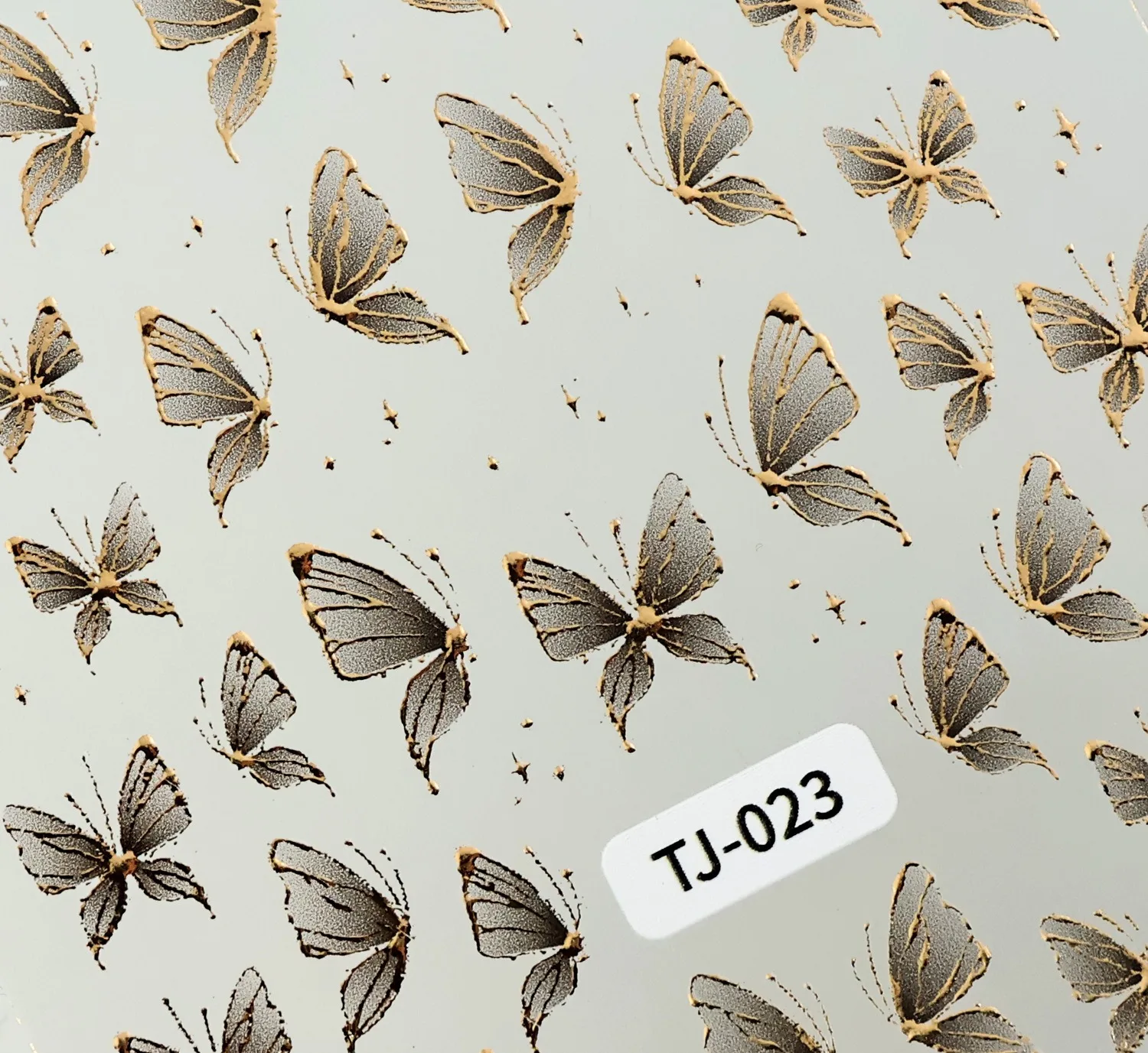 Internet Celebrity Gilded Butterfly Nail Stickers, 5D Embossed Gold & Silver Foil Butterfly Nail Art Decorations, Style TJ