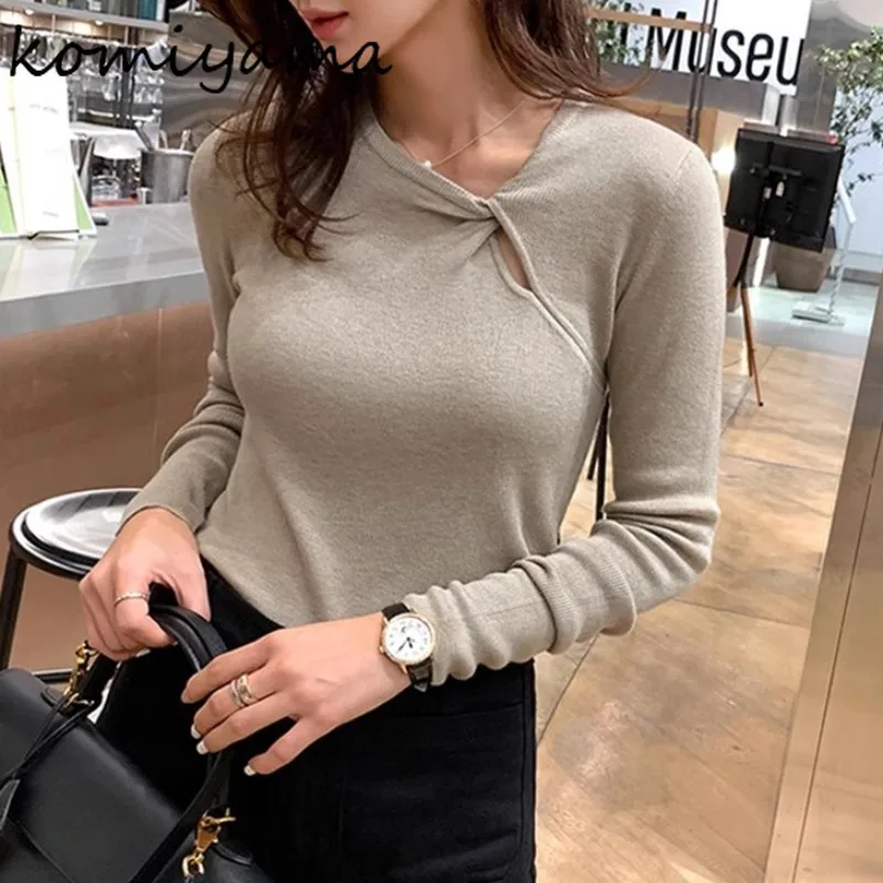 

Hollow Out Ruched Ropa Mujer 2025 Woman Sweater Long Sleeve Outerwears Autumn New Clothes Women Temperament Irregular Roupas
