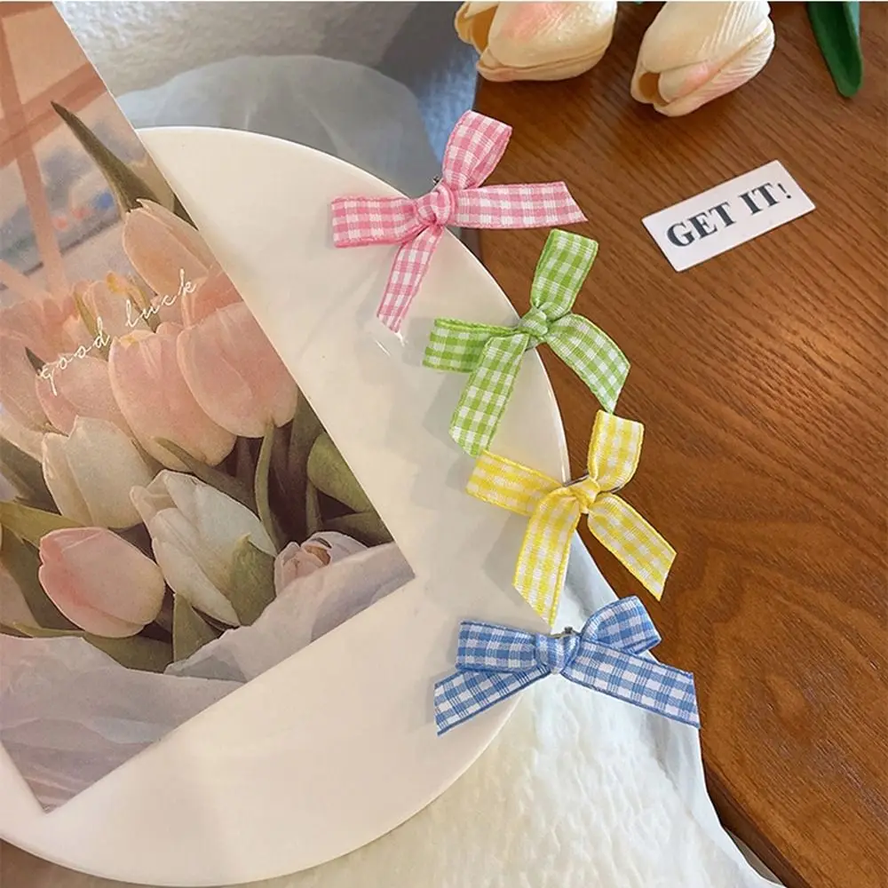 

Cloth Duckbill Clip Plaid Small Hairpin Bowknot Hairpin Children's Hair Clip Female Hair Accessories Korean Style Headwear
