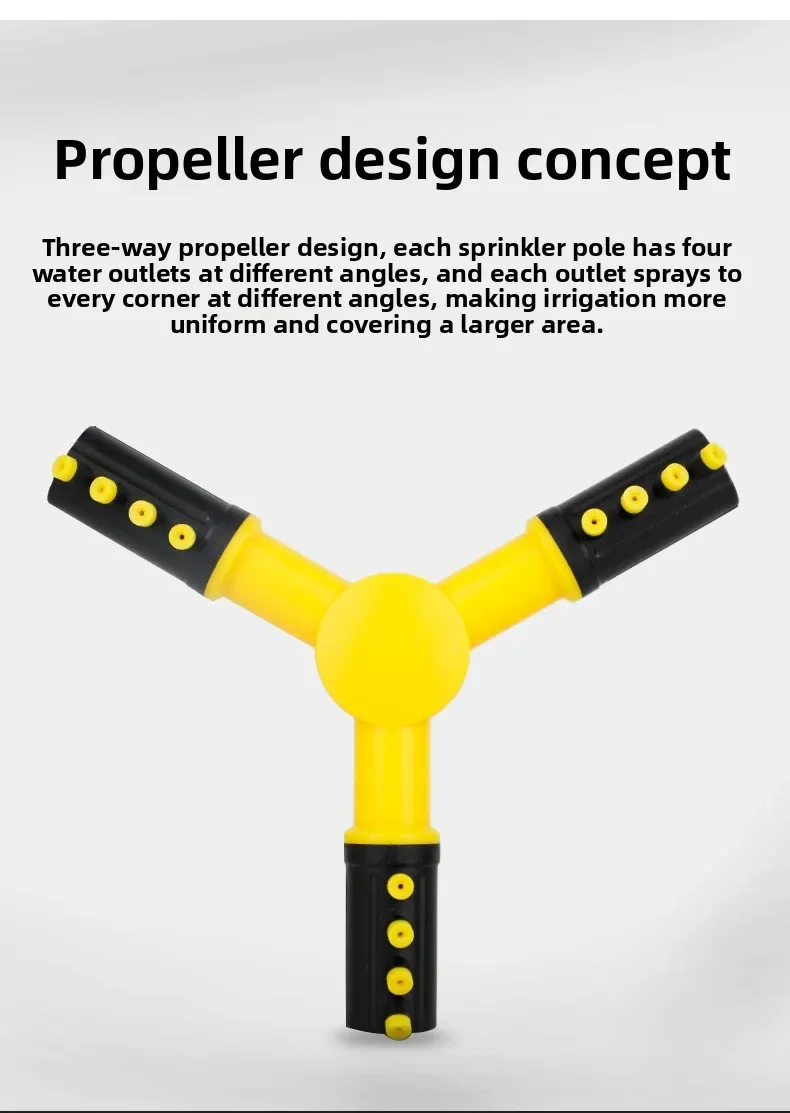 360-Grad Automatisch Rotierender Sprinkler, Dreizackiger Rotationssprinkler für Gartenbewässerung, Blumenbewässerung – Detail 7