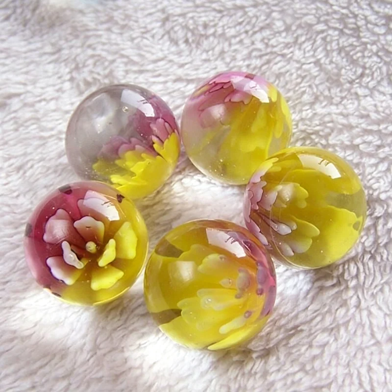 25mm Glass Marble Beads Two-tone Flower Glass Ball for Vase, Fish Tank, DIY Decorative Handicraft Props