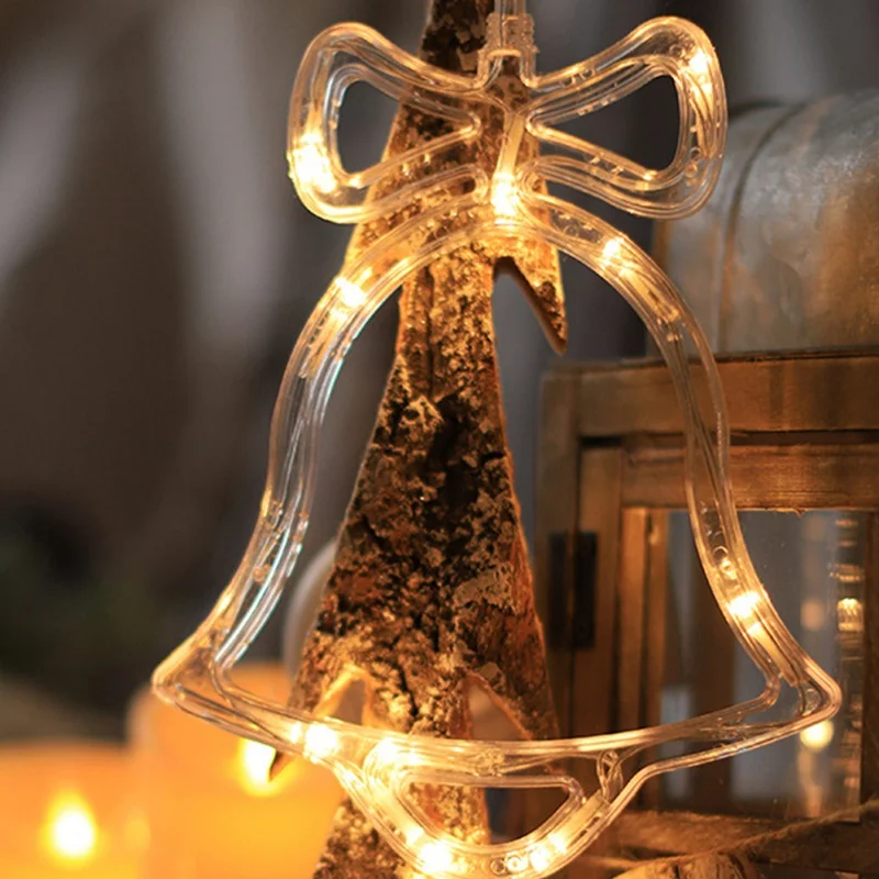 Christmas LED Light Snowflake Santa Star Hanging Sucker Lamp Window Ornaments Decoration Pendant Luminous Xmas New Year Decor
