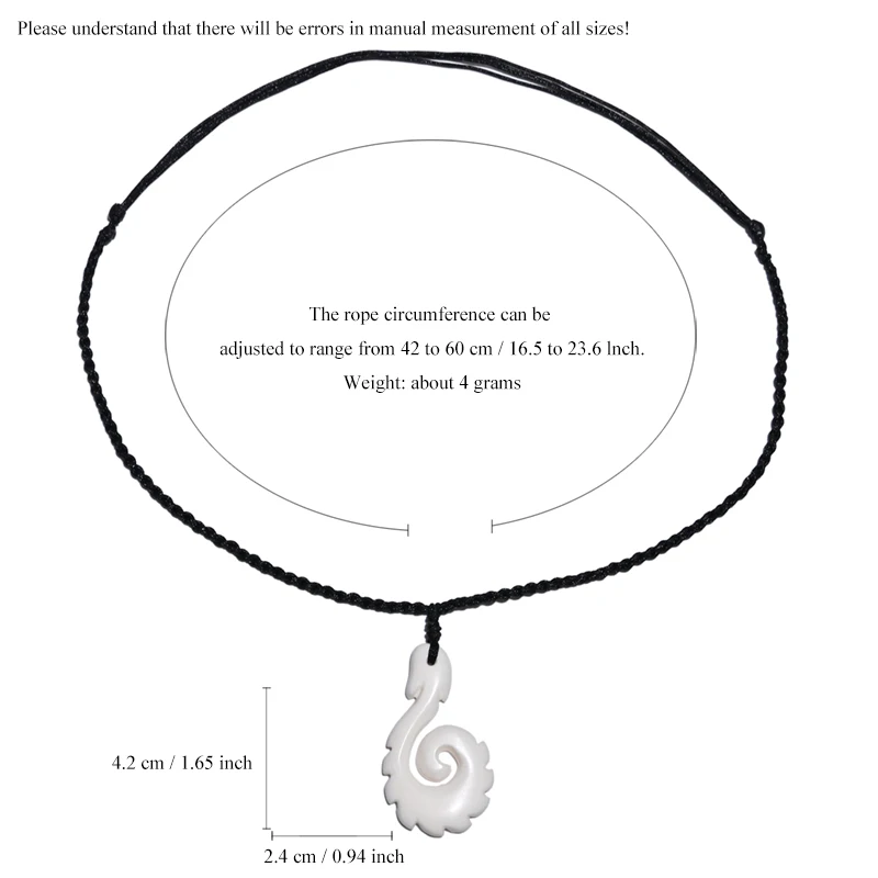 1PC Hawaii Surfer Schmuck handgemachte geschnitzte Yak Knochen Fisch Haken Anhänger Neuseeland Maori Tribal Halsband Damen Herren Halskette – Detail 32