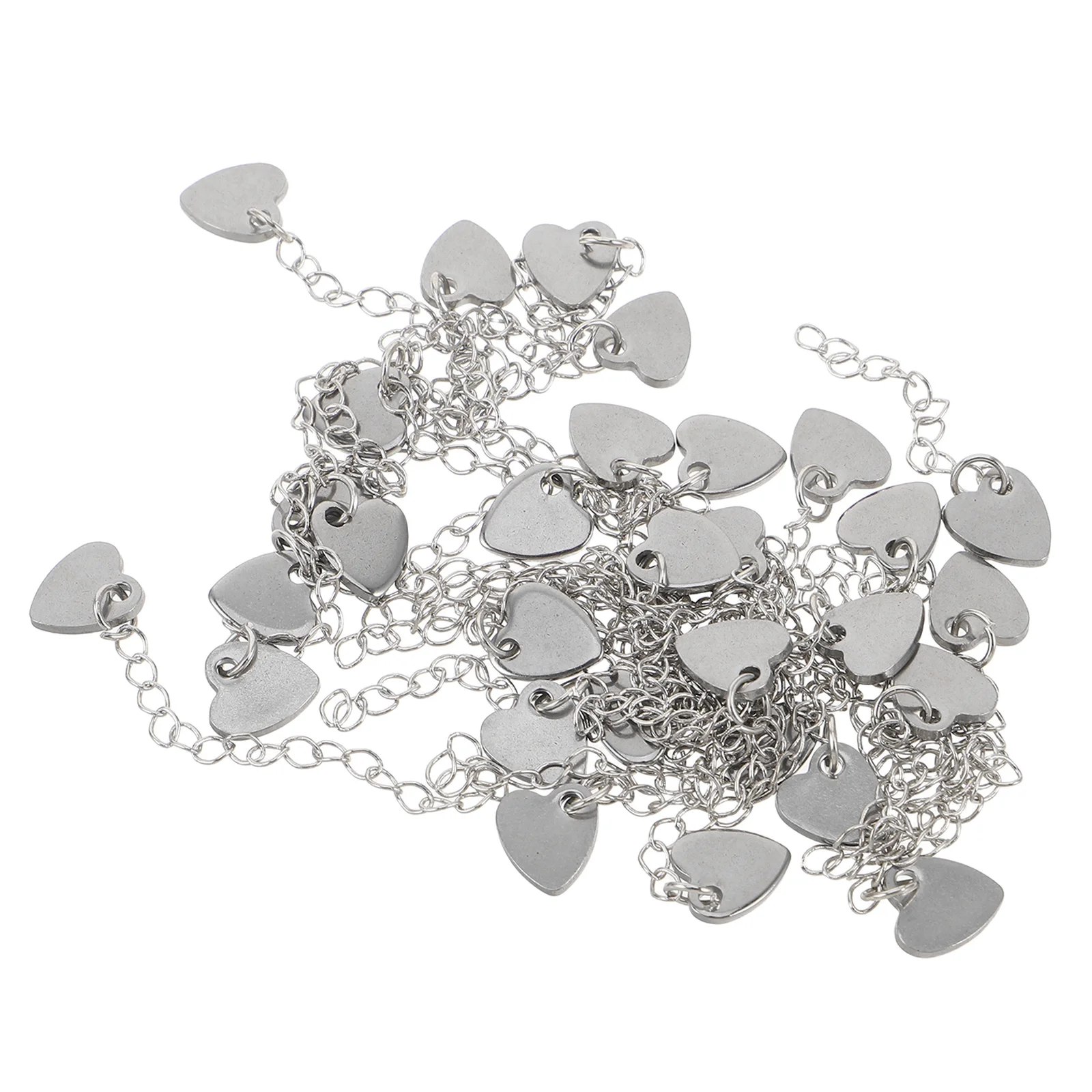 

30Pcs Stainless Steel Heart Chain Extenders 65Mm Necklace Extension Bracelets Anklets Adjustable Jewelry Extender Tail Chains