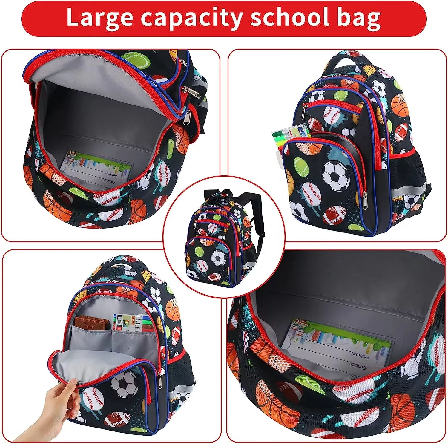 AOK Backpacks For School Boy, Football Cartoon Backpack, Primary School Bags For Boys,High Quality Children Soccer Mochilas