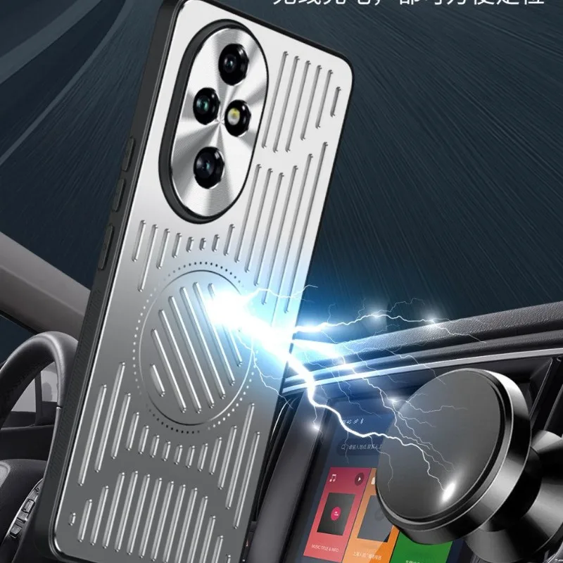 Aluminum Backplane Metal Magnetic Phone Case for Huawei Honor 200 Pro Hollow Cooling Back Cover for Honor200 200Pro Shell Funda