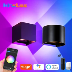 Tuya WIFI Smart RGB lampada da parete a LED per esterni cubo impermeabile CCT / RGB + W APP dimmerabile applique da parete per esterni luce rondella d'atmosfera