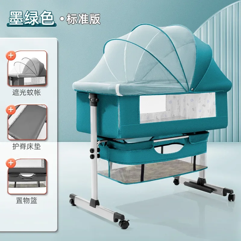 Baby Crib Newborn Bed Splicing Big Bed Baby Crib Bb Crib Cradle Bed Multi-functional Mobile and Foldable