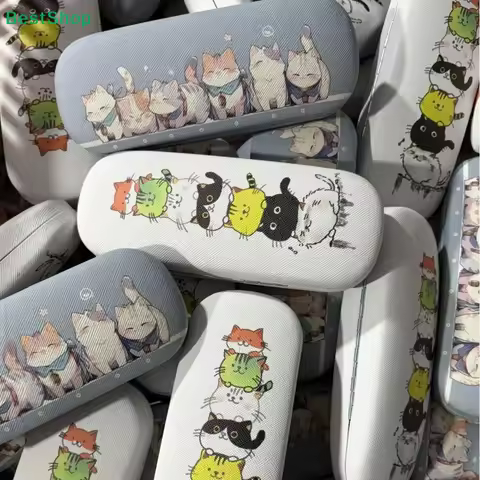 〔R〕Cute Cartoon Cat Pattern Hard Glasses Case, Portable Eyeglasses Storage Box with Multiple Cat Designs for Kids &amp; Adults