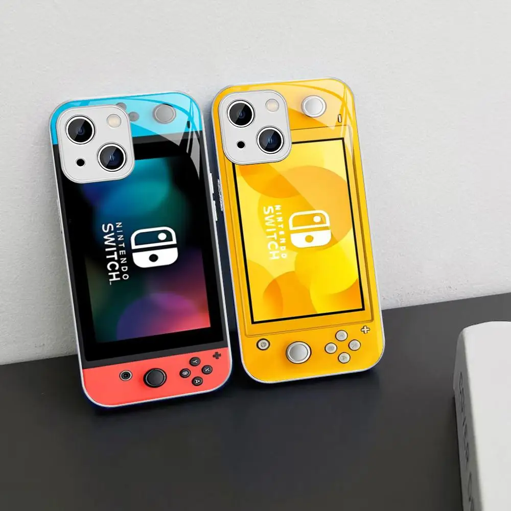 Game Handle Console Controllers Switch Phone Case For iPhone 14 13 12 Mini 11 Pro XS Max X XR 14 Plus Tempered Glass Cover