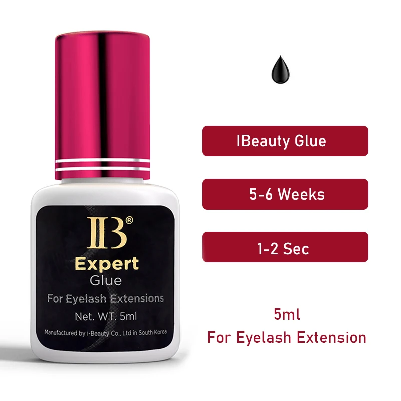 IBeauty – colle Expert pour Extension de faux cils, corée 2s, séchage rapide, outils de maquillage longue durée, fournitures adhésives, capuchon rouge vin IB, 1 pièce