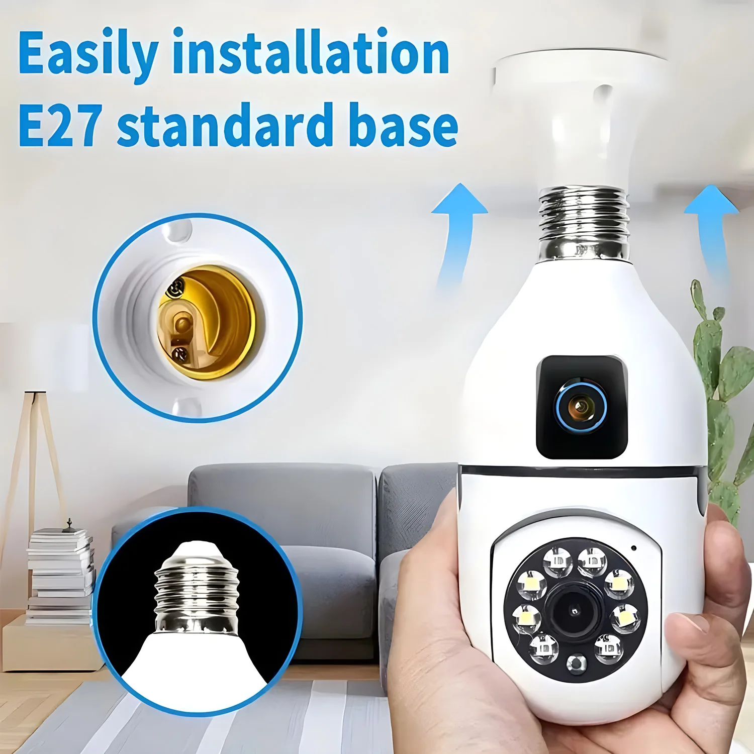 External 2.4G Wifi PTZ Camera Dual Lens HD Outdoor IP Camera Security Protection Surveillance Rotatable Monitor