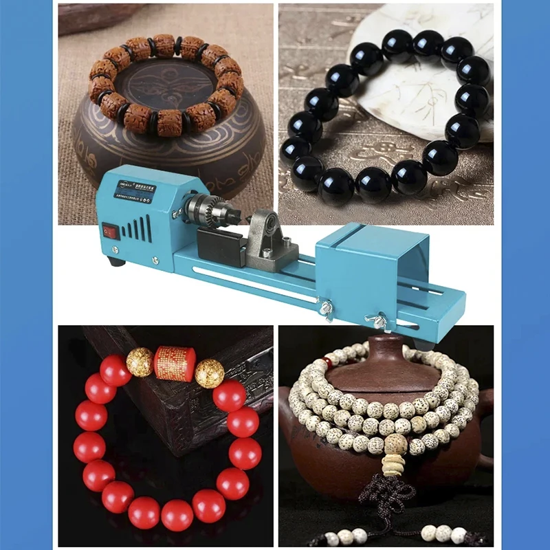 220V 7 Speed Mini Wood Lathe Machine Set DIY Beads Grinding Polishing Drill Rotary Tool Woodworking Miniature Buddha Pearl Lathe
