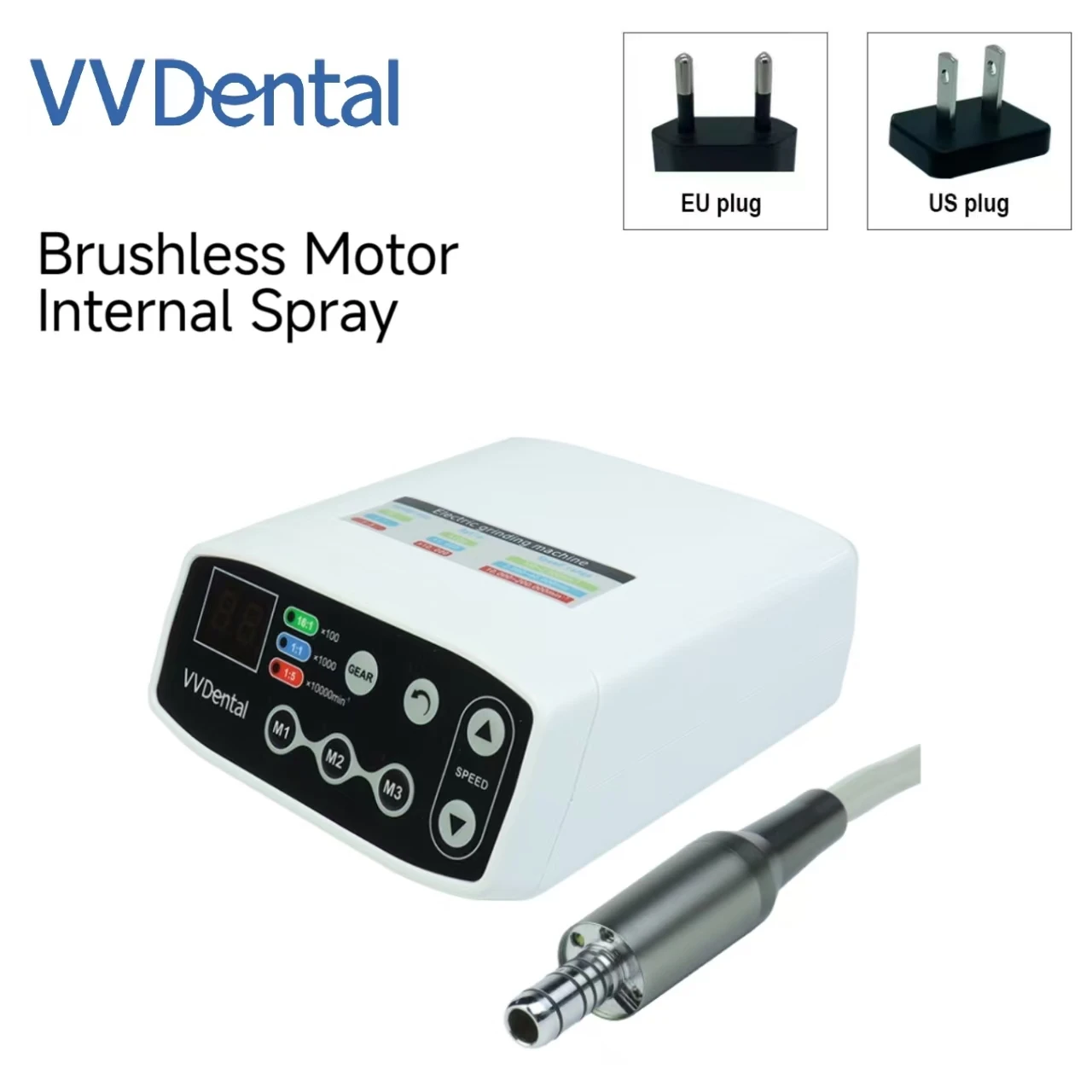 VVDental Electric Brushless LED Micro Motor Internal Spray Electric Motor  Internal Water Spray Low Speed Electric Grinding