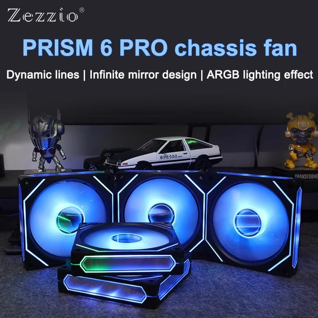 ZEZZIO Prism 6 PRO Computer Chassis Fan 12cm ARGB Motherboard Lighting Sync 4PIN PWM Quiet Cooling Fan ZEZZIO Prism 6 PRO Computer Chassis Fan 12cm ARGB Motherboard Lighting Sync 4PIN PWM Quiet Cooling Fan