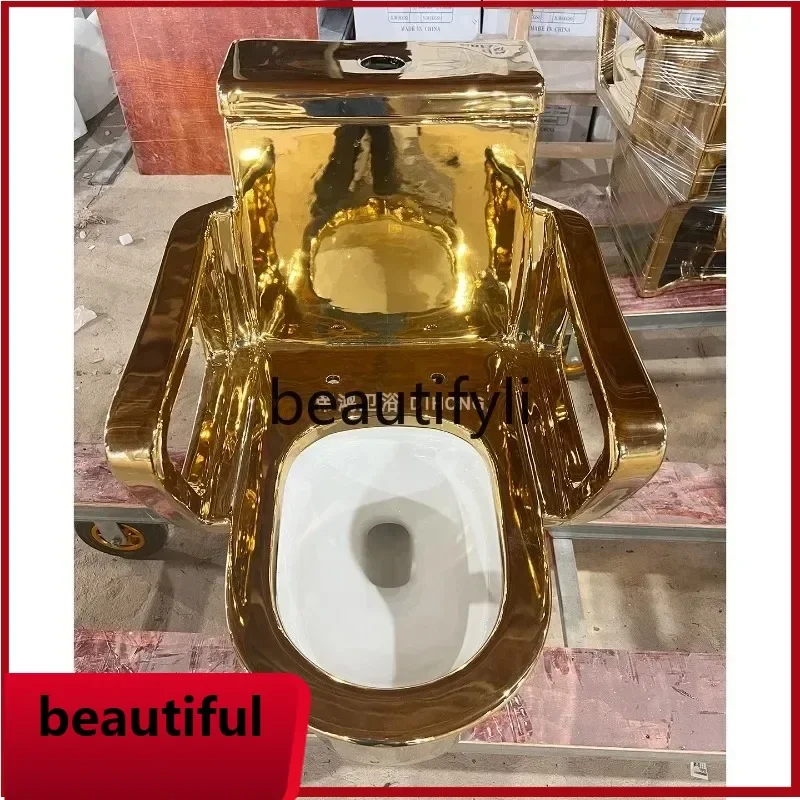 

Z189 Креативный золотой унитаз-сифон большого диаметра, водосберегающий бесшумный унитаз с подлокотником, защита от запаха