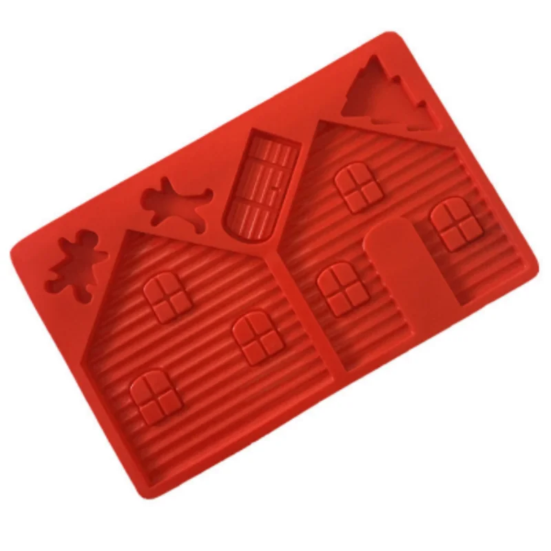 2Pcs christmas house Silicone chocolate Mold Creative Christmas Gingerbread House Cake Molds Sugar Craft Cake Decorating Tools