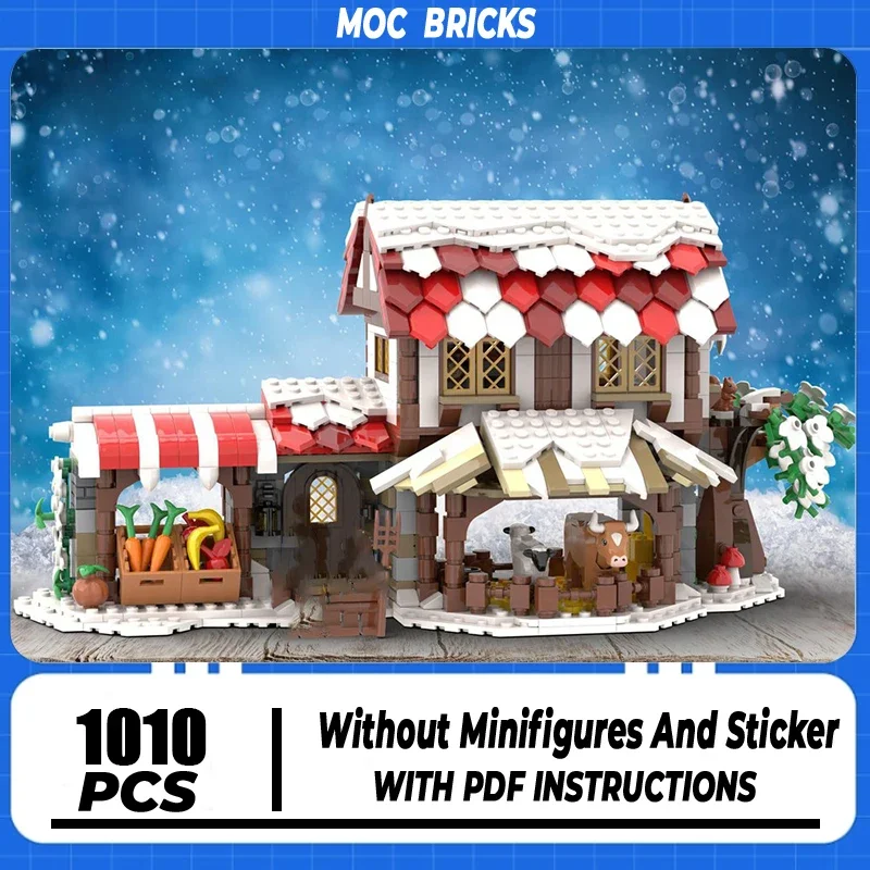 Medieval Castle Model Moc Building Blocks The Winter Medieval Market Model Technology Bricks DIY Assembly Toys Holiday Gifts