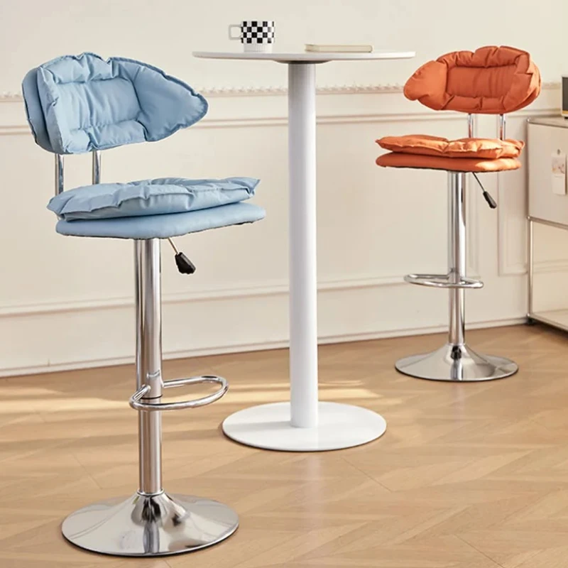 

Luxury Metal Modern Bar Chair Stylish Simple Back Comfortable Swivel Bar Chair Nordic Puff Sillas Para Barra De Cocina Furniture