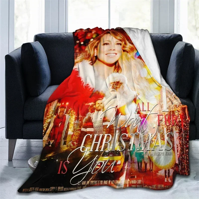 

D Print Mariah Carey Fleece Throw Blanket for Sofa Couch Bed Soft Warm Christmas Tapestry Cover