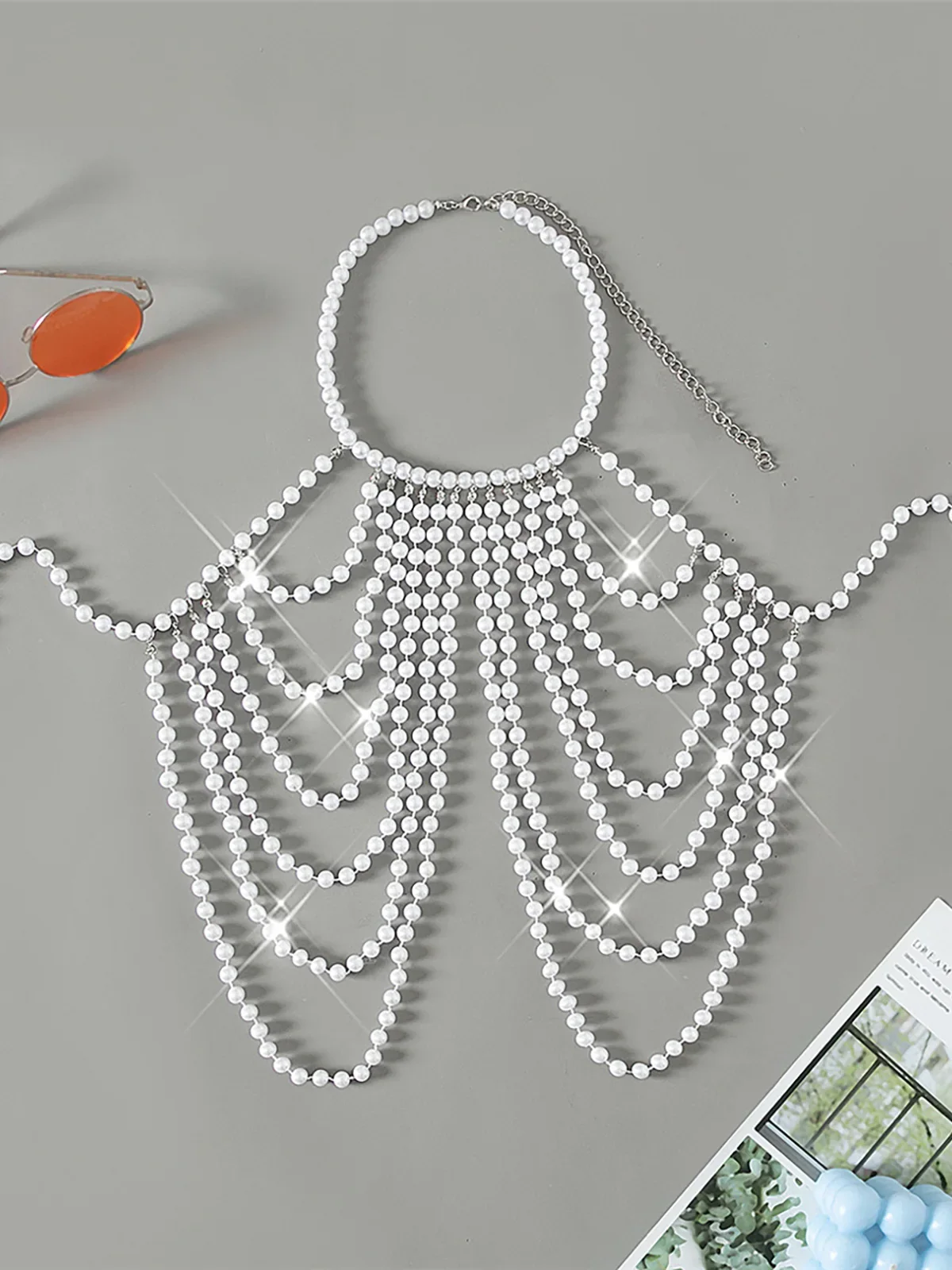 

Роскошный жемчуг с лямкой на шее, прозрачный топ бикини, женский купальник, женский купальник, купальный костюм, пляжный топ с вырезами, K5407