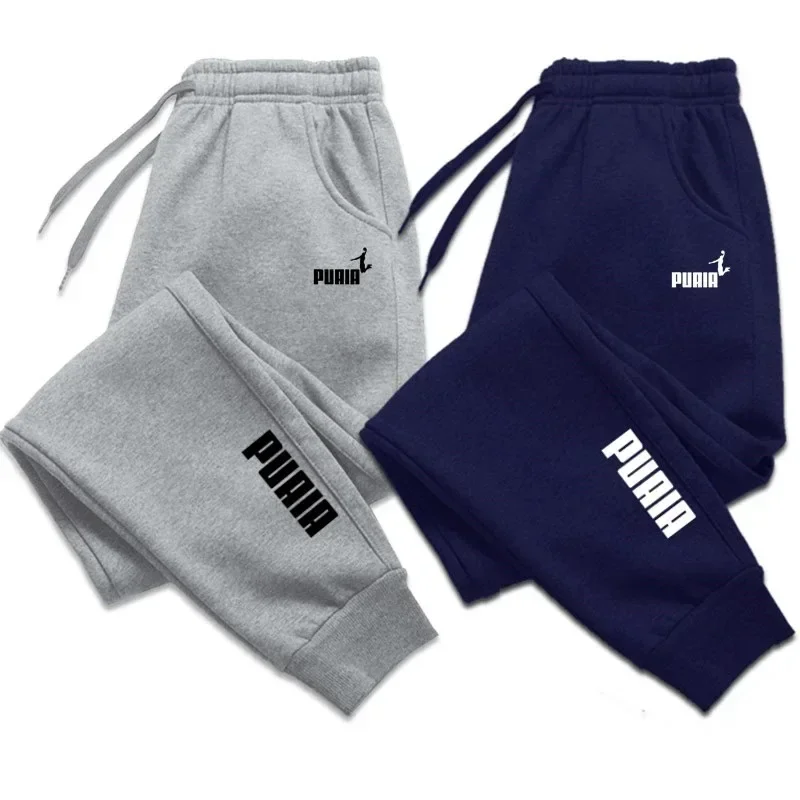 Calça de jogging estampada masculina, calça esportiva fitness, corrida, estilo harajuku, cor sólida, fácil de combinar, calças para casa