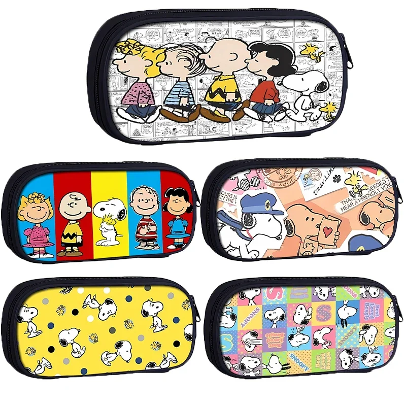 Snoopy Pencil Case Anime Figures Products Kawaii Pen Case Bag astuccio per matite di grande capacità cancelleria Supplie regali per bambini