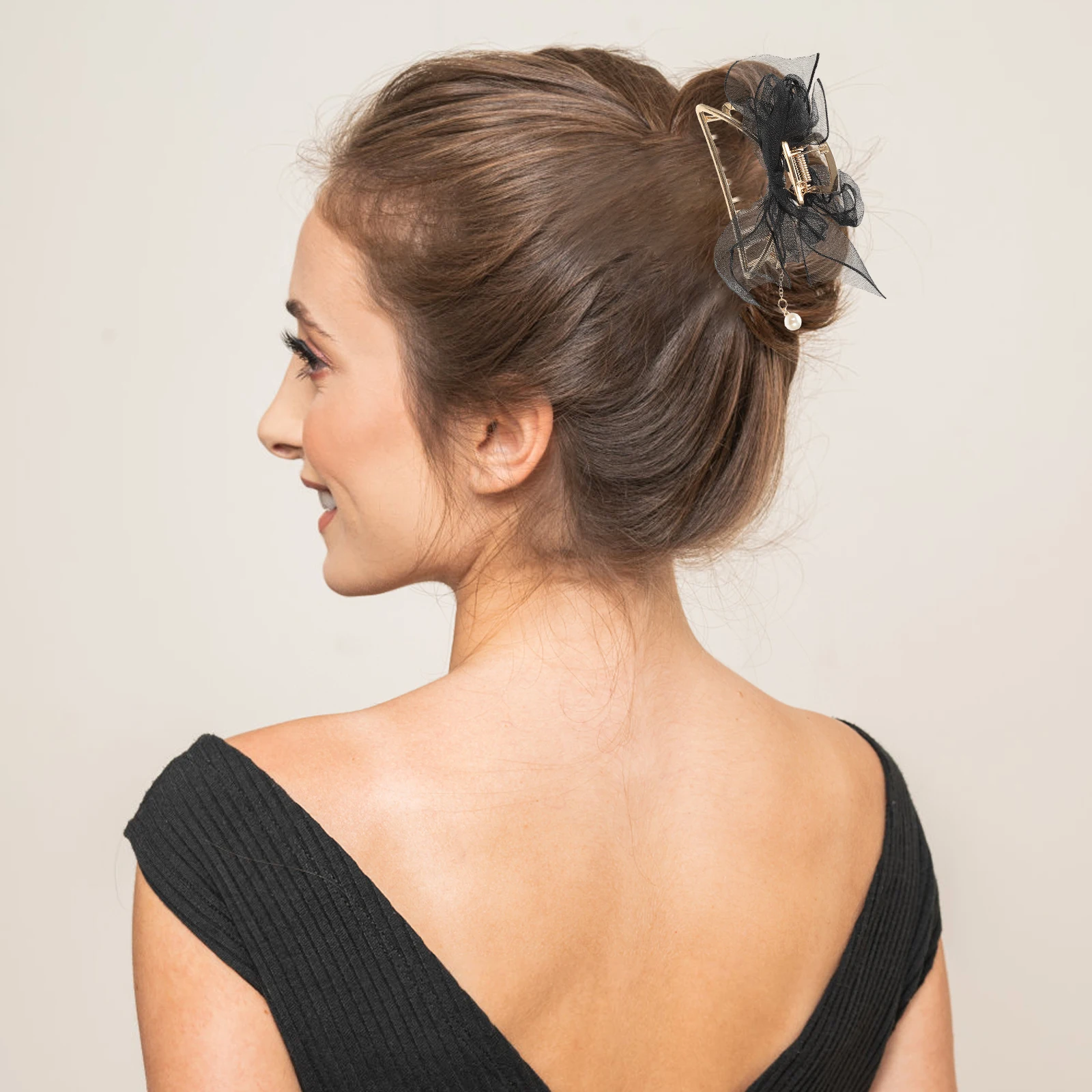 

3pcs Bow Hairpin Clips Non slip Metal Claw Yarn Thin ganizer for Women Thick Hair Accessories Stylish Barrette