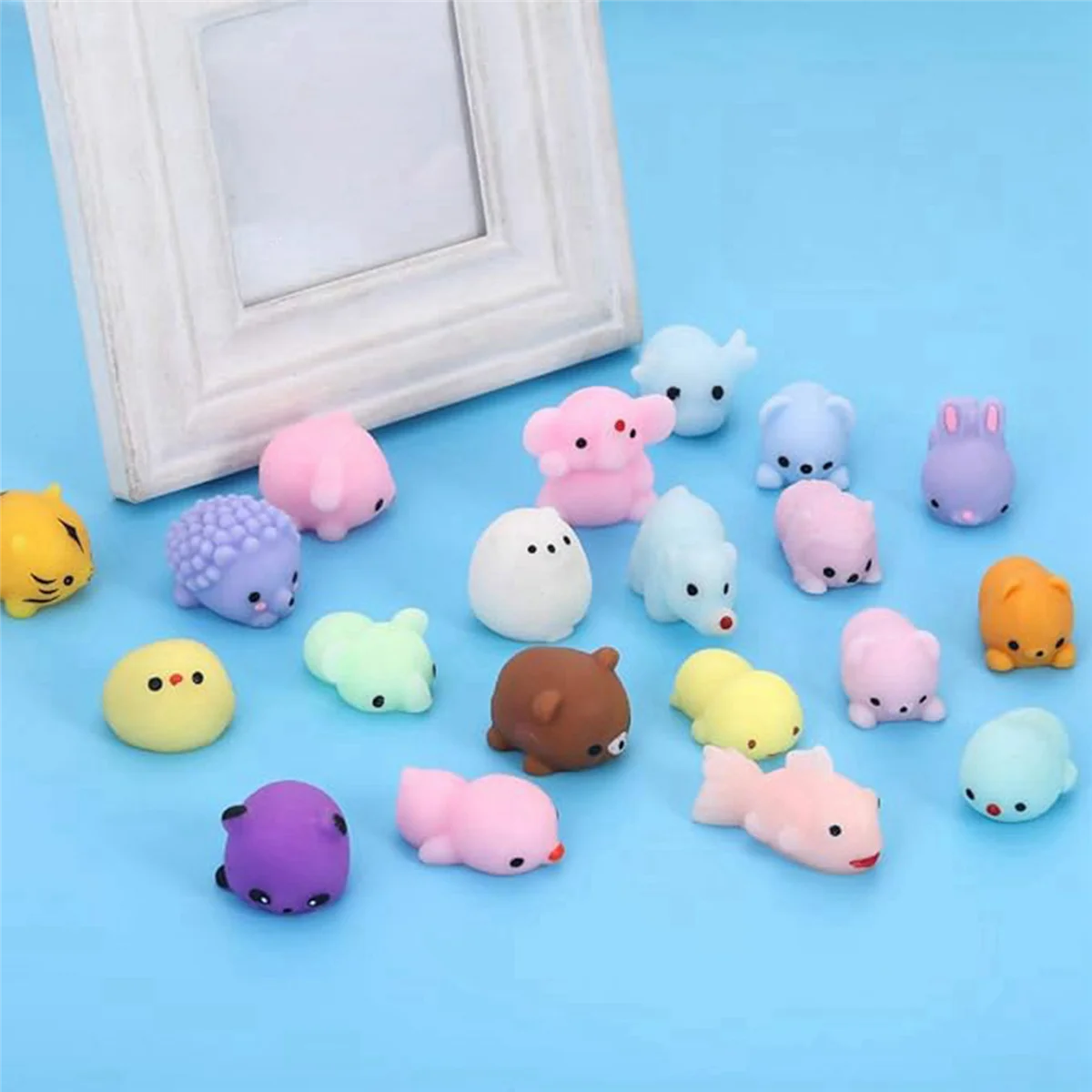 Squishy Toy 24Pcs , Mochi Toy Stress Reliever Anxiety Toys, Easter Basket Stuffers with Storage Box