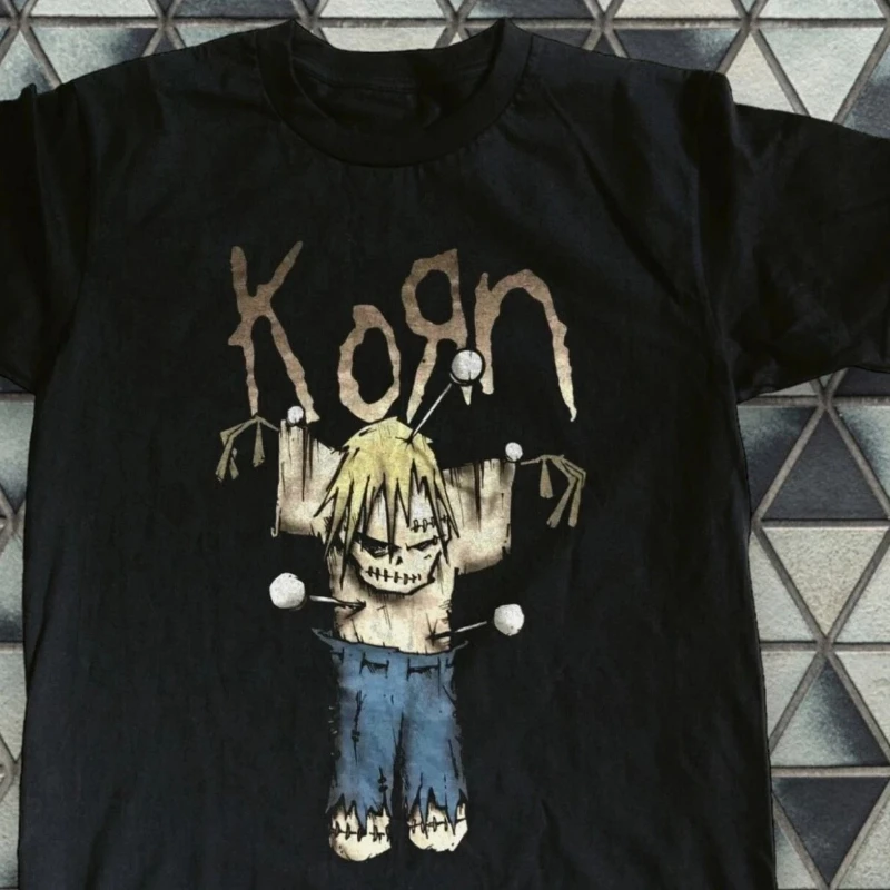 American Retro KORN Voodoo Doll Black Unisex T-shirt Summer New Streetwear Men's and Women's T-shirt