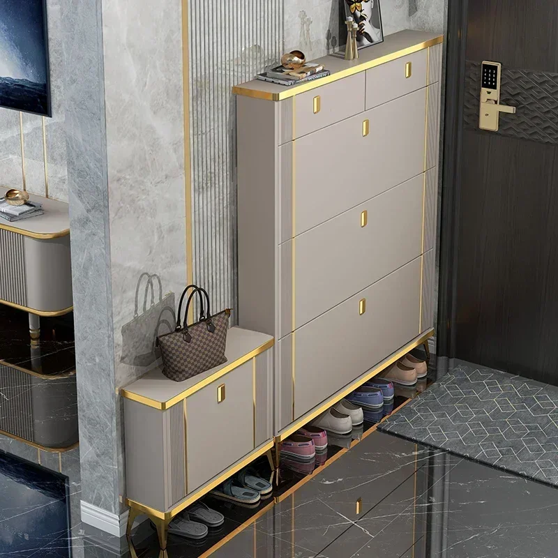 

Luxury Modern Organizer Shoe Cabinet Hallway Entryway Gray Space Saving Shoe Cabinet Ultra Thin Mueble Zapatero Home Furniture