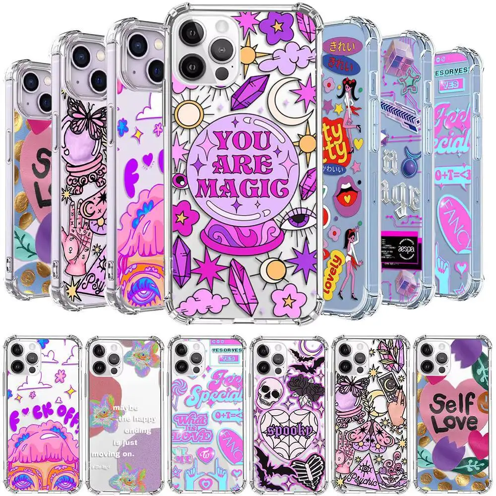 شعبية النص ملصقات للتسمية جراب هاتف آيفون 17 16 15 14 13 12 11 برو ماكس زائد الهواء واضح لينة غطاء خلفي من البولي يوريثان #1