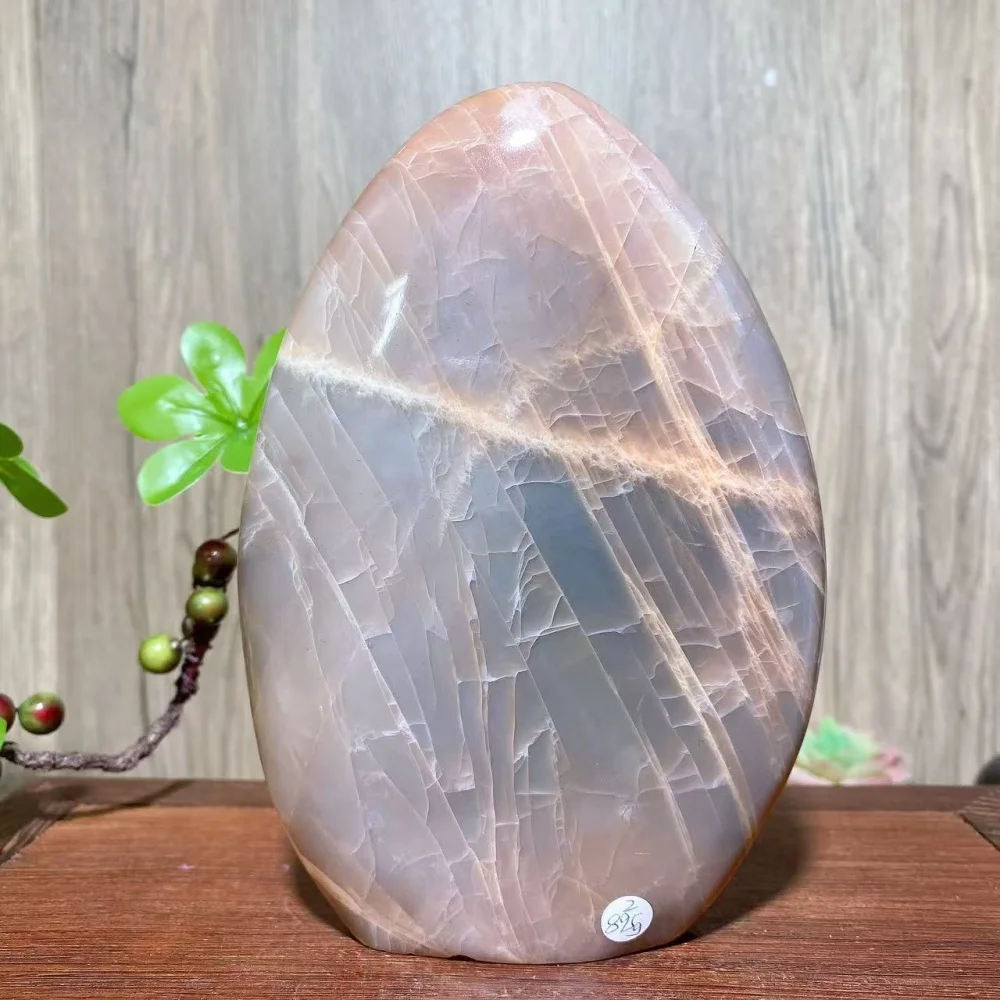 Nautral Big Flashy Peach Moonstone Free Form Ornaments Stone Healing Crystal Reiki Energy Crafts Home Decor Gift
