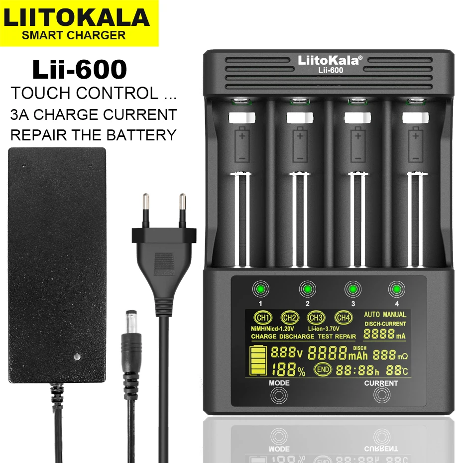 Ładowarka Liitokala Lii-600 Lii-PD4 Lii-500 Lii-500S 3,7 V 18650 18350 18500 21700 20700B 20700 14500 26650 AA