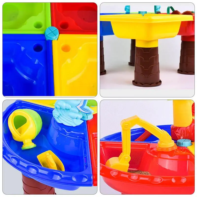 Kids Summer Outdoor Beach Sandpit Toys Sand Bucket Water Wheel Table Play Set Toys Children Learning Education Toy Birthday Gift